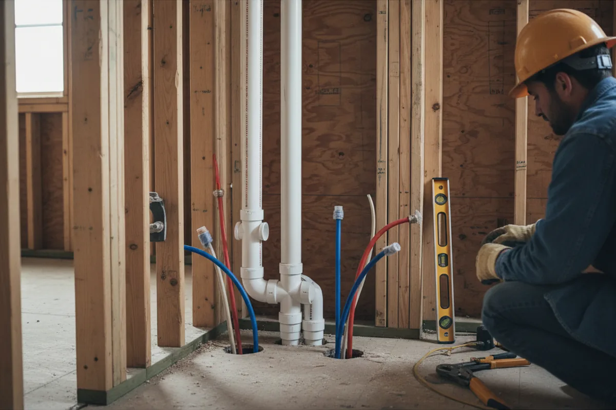 Drain and supply rough-in during Leak Detection in Amenia