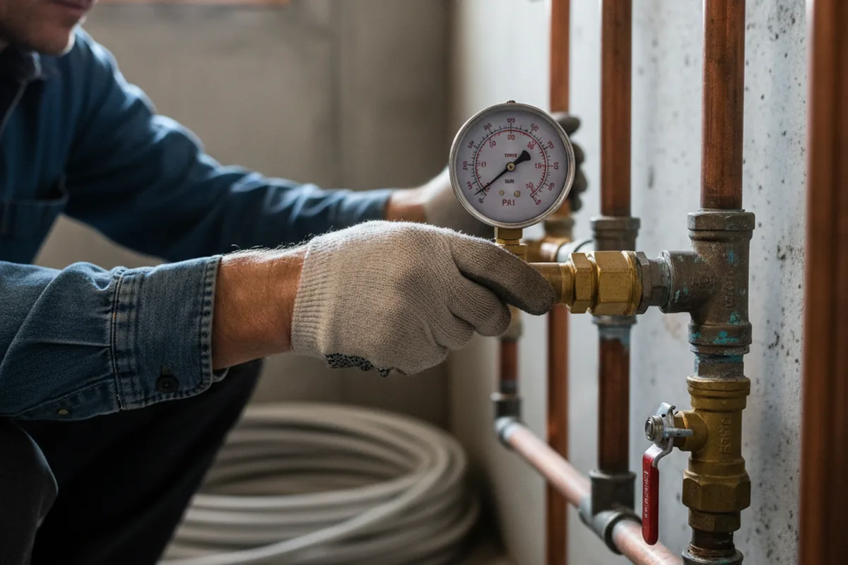 Pressure testing a repaired line during Water Line Repair in Amenia